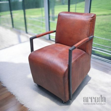 Fotoliu din piele naturală fatboy piele industrial cognac