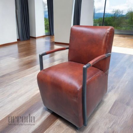 Fotoliu din piele naturală moco piele industrial lite brown