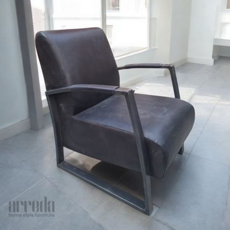 Fotoliu din piele naturală como piele industrial black