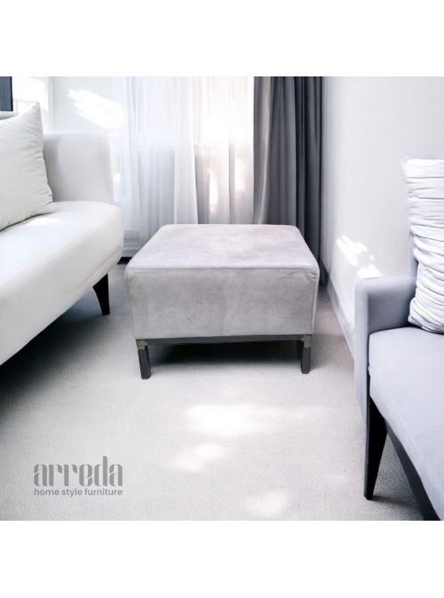 Taburet din piele naturală como piele industrial vintage grey