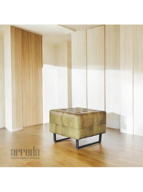 Taburet din piele naturală rock piele industrial lite brown