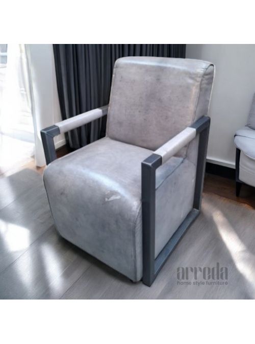 Fotoliu din piele naturală moco piele industrial grey