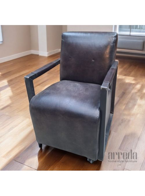 Fotoliu din piele naturală moco piele industrial black