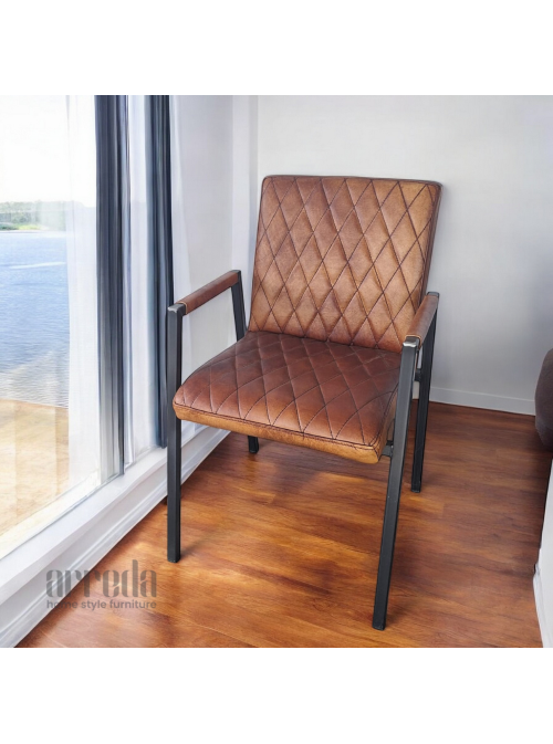 Scaun de piele naturală mary piele industrial cognac