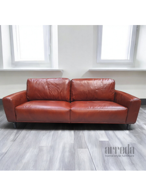 Canapea de piele naturală air 3 locuri piele industrial cognac