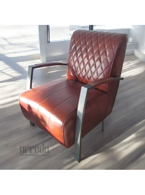 Fotoliu de piele naturală mary piele industrial cognac