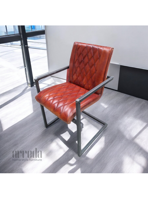 Scaun de piele naturală bob piele industrial cognac
