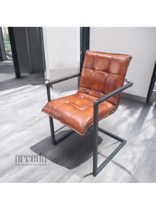 Scaun de piele naturală capo piele industrial light brown