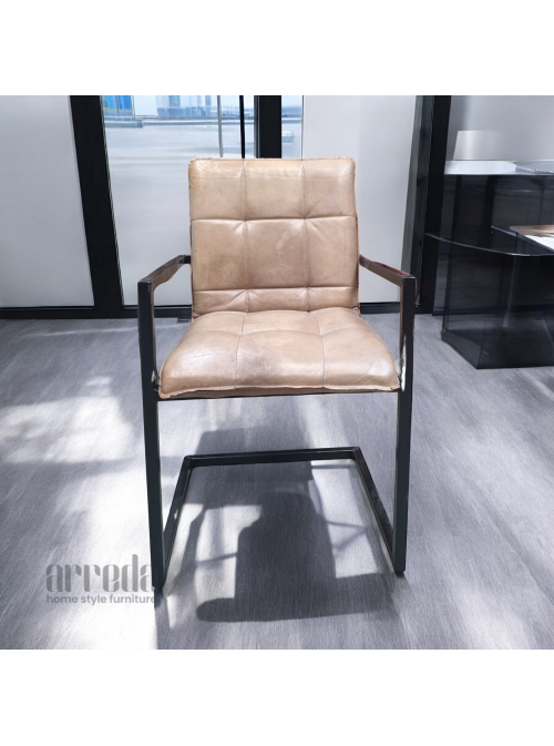 Scaun de piele naturală capo piele industrial nisip