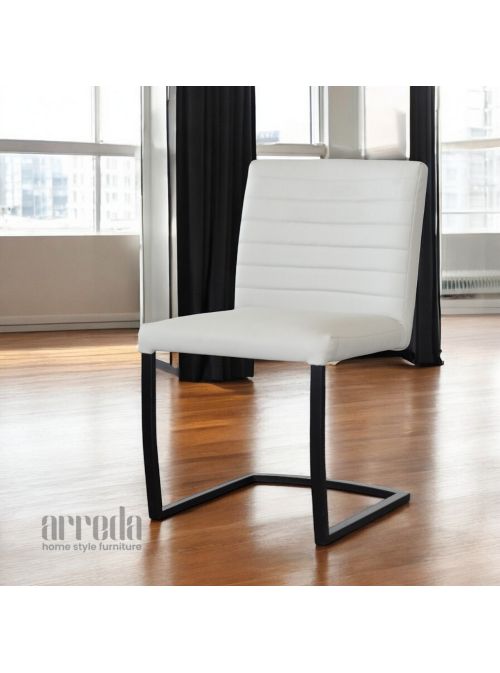 Scaun de piele naturală concord piele industrial white