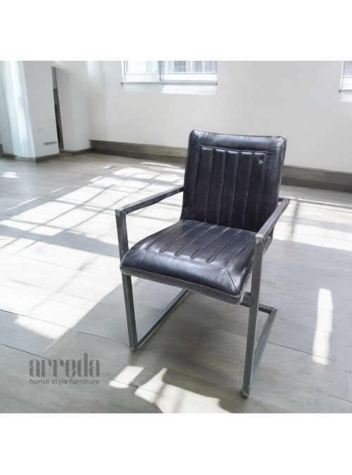 Scaun de piele naturală laura piele industrial black