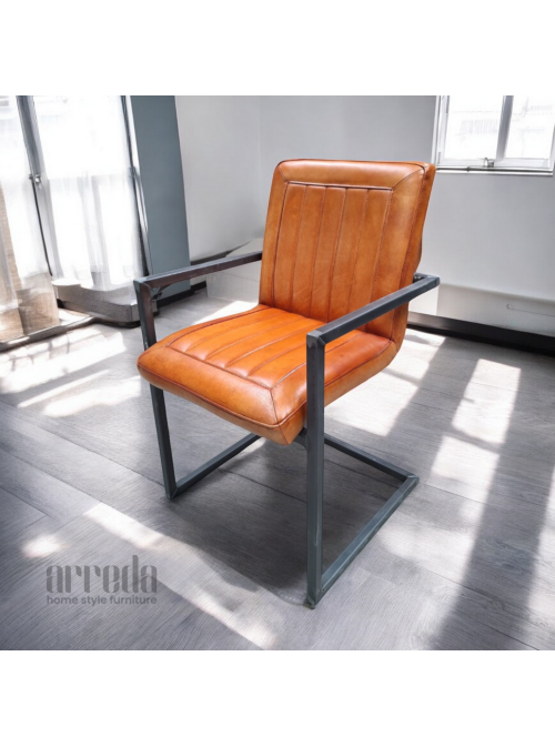 Scaun de piele naturală laura piele industrial light brown