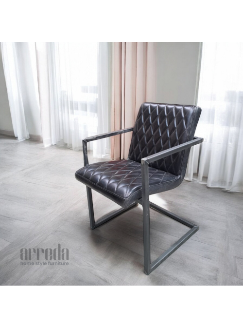 Scaun de piele naturală mary piele industrial black