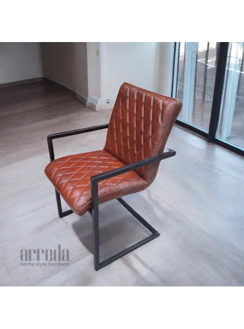 Scaun de piele naturală mary piele industrial cognac