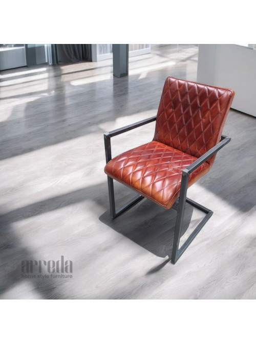 Scaun de piele naturală mary piele industrial cognac dark