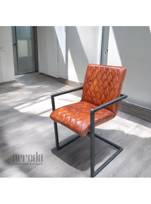 Scaun de piele naturală mary piele industrial cognac