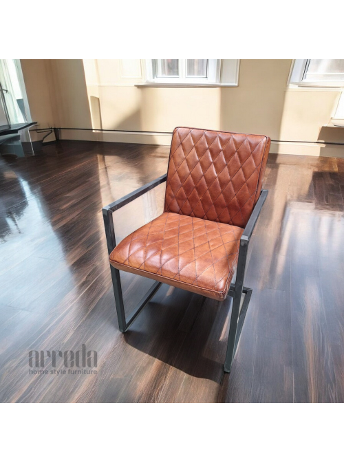 Scaun de piele naturală mary piele industrial light brown