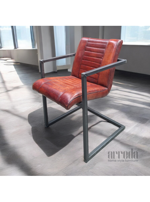 Scaun de piele naturală melf piele industrial cognac