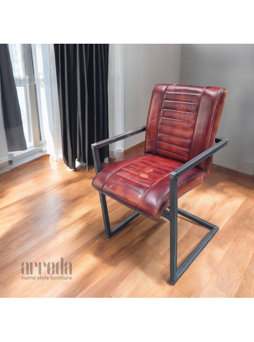 Scaun de piele naturală melf piele industrial cognac