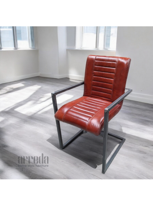 Scaun de piele naturală melf piele industrial cognac