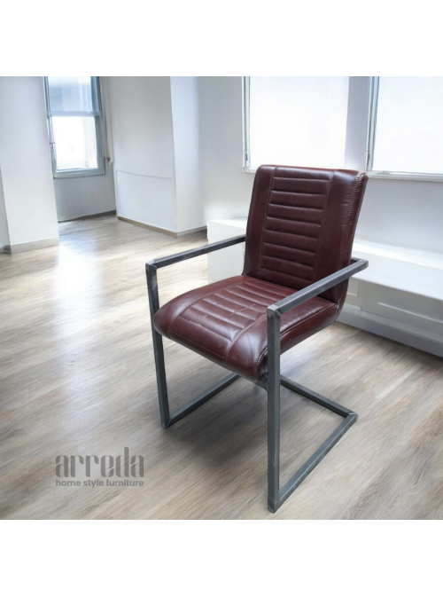 Scaun de piele naturală melf piele industrial  tabaco