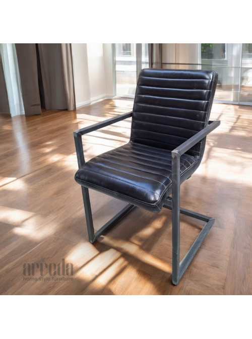 Scaun de piele naturală sabina piele industrial black