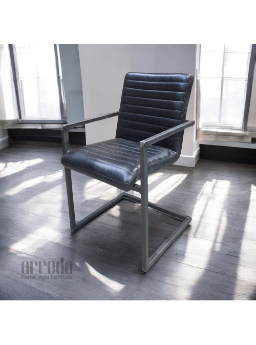 Scaun de piele naturală sabina piele industrial black