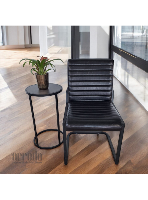 Scaun de piele naturală sabina piele industrial black