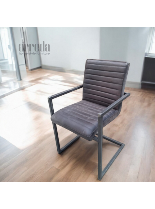 Scaun de piele naturală sabina piele industrial black