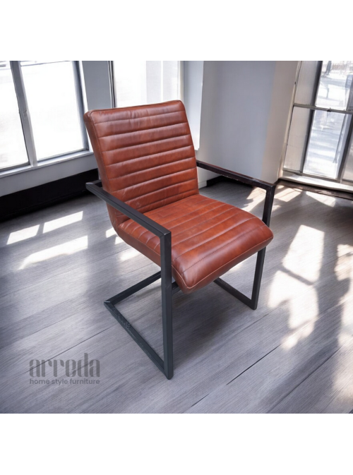 Scaun de piele naturală sabina piele industrial cognac