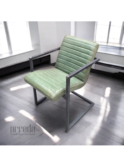 Scaun de piele naturală sabina piele industrial green