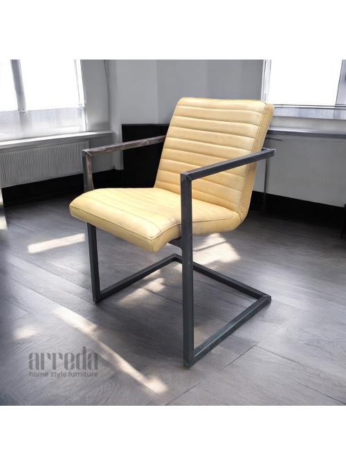 Scaun de piele naturală sabina piele industrial light sand