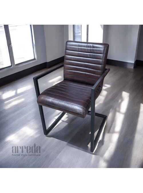 Scaun de piele naturală sabina piele industrial tabaco