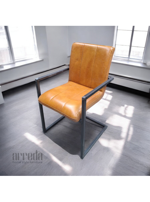 Scaun de piele naturală safira piele industrial  camel