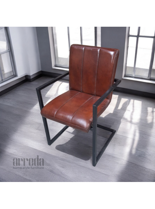 Scaun de piele naturală safira piele industrial cognac