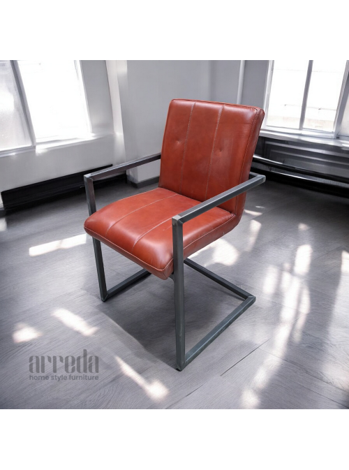Scaun de piele naturală safira piele industrial  cognac