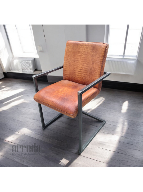 Scaun de piele naturală soem piele cocodril light brown