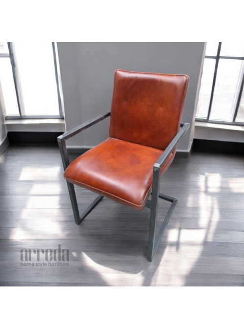 Scaun de piele naturală soem piele industrial cognac