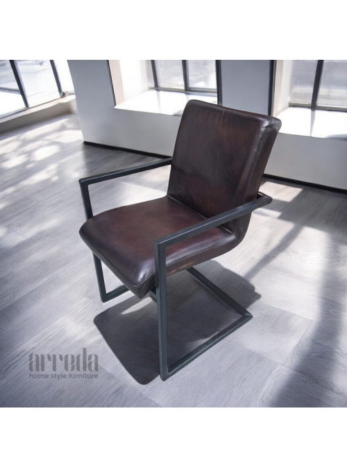 Scaun de piele naturală soem piele industrial tabaco dark