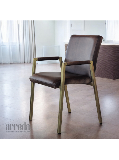 Scaun de piele naturală soempiele industrial tabaco