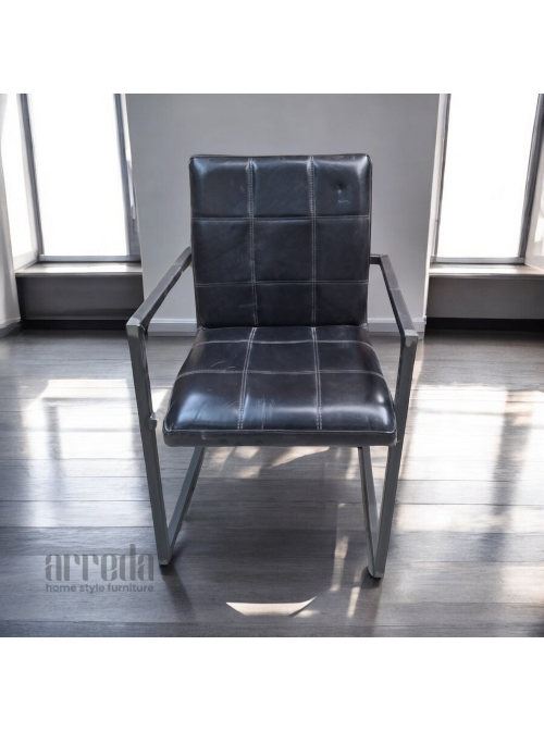 Scaun de piele naturală still piele industrial black