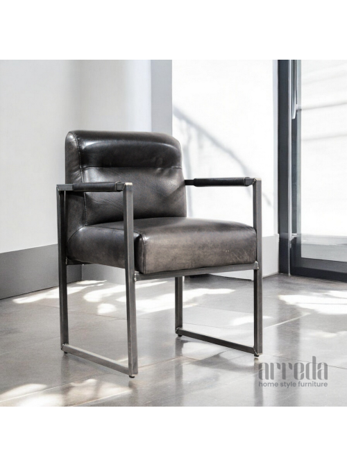 Scaun de piele naturală vegas piele industrial black
