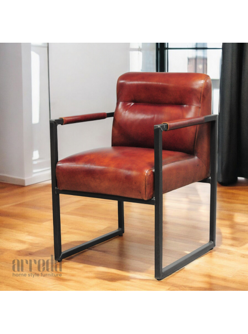 Scaun de piele naturală vegas piele industrial cognac
