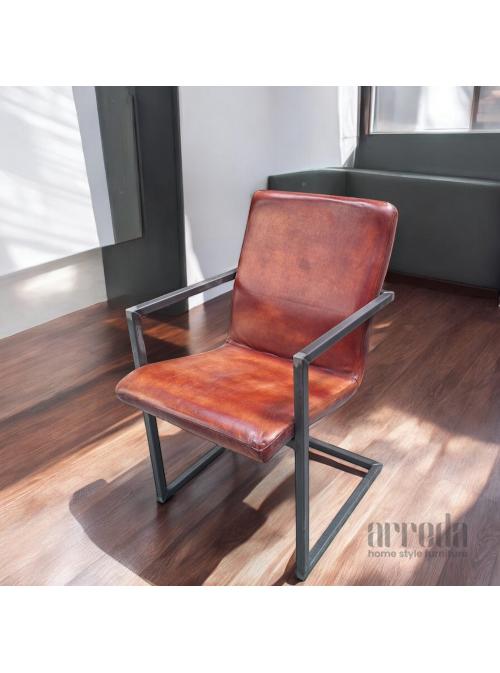 Scaun de piele naturală wave piele industrial cognac