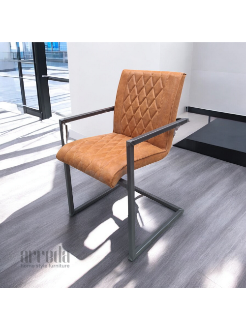 Scaun de piele regenerată bob piele bull cognac