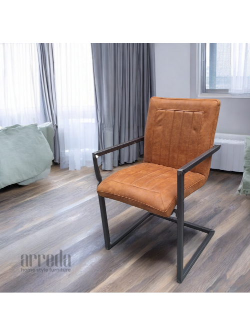 Scaun de piele regenerată laura piele bull cognac