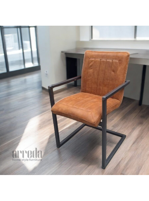 Scaun de piele regenerată laura piele cognac