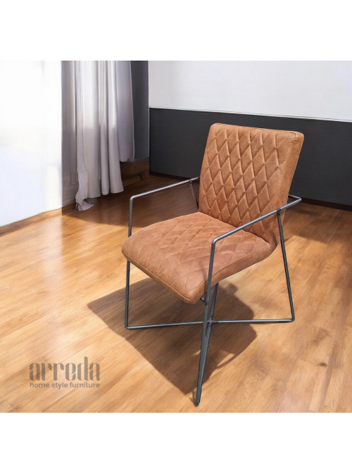 Scaun de piele regenerată mary bul cognac