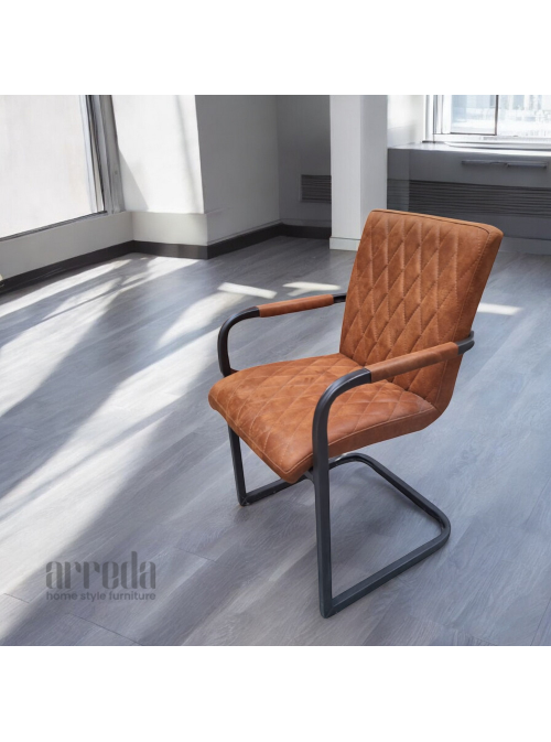 Scaun de piele regenerată mary piele bull cognac