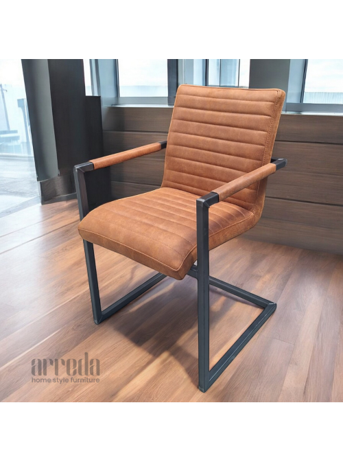 Scaun de piele regenerată sabina bul cognac